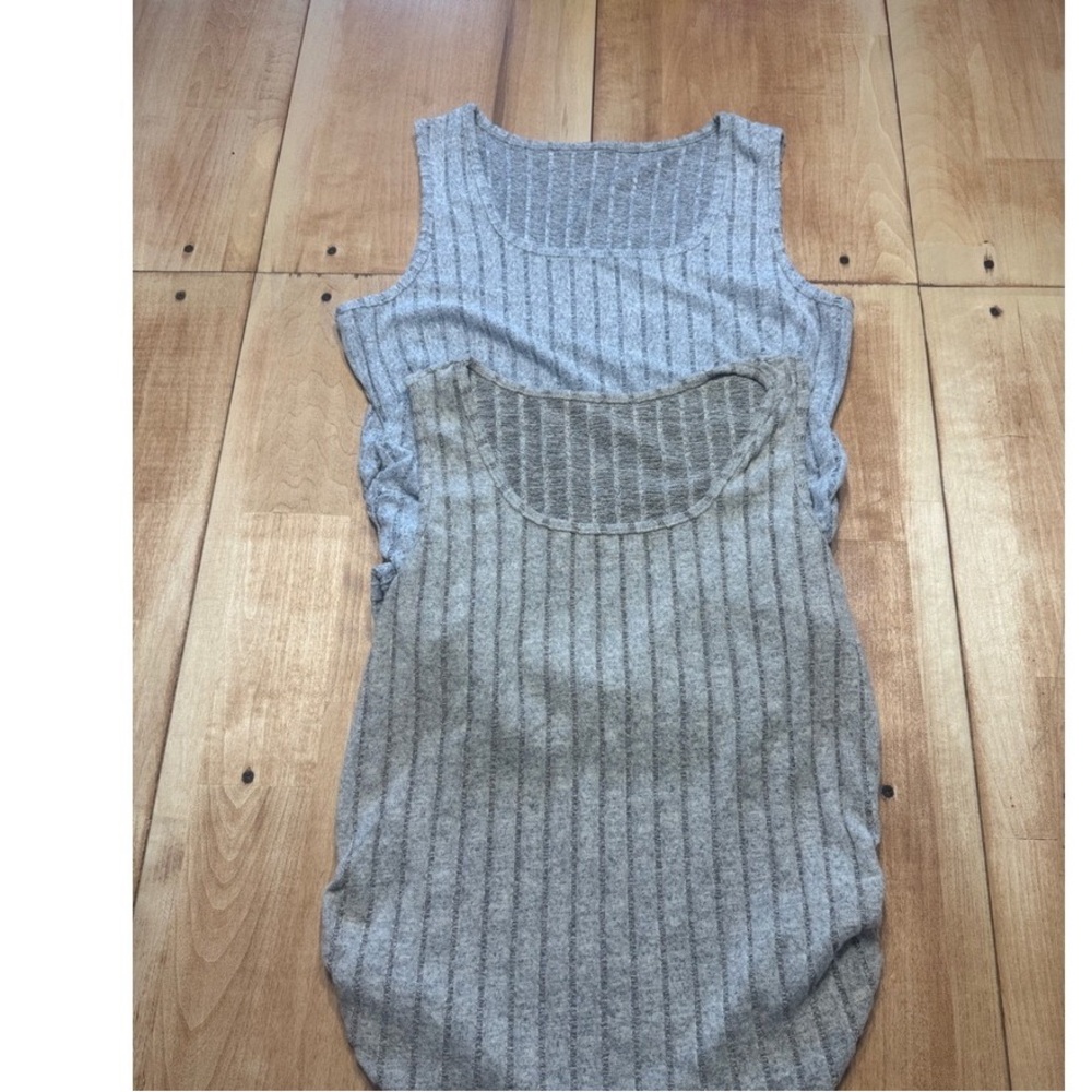 Gray Striped Women Swim One Piece